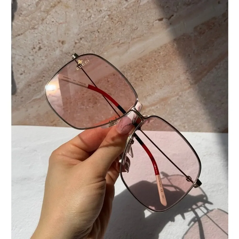 NEW Gucci GG0394S Gold Pink Lens Sunglasses RARE - Picture 3 of 10
